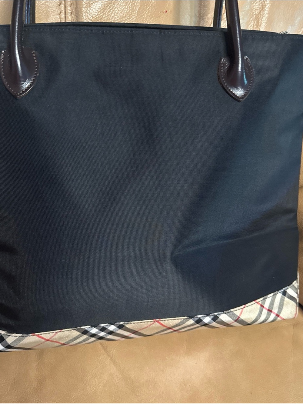 Burberry XL Blue Label Nylon Black Zippered Tote - Picture 3 of 12